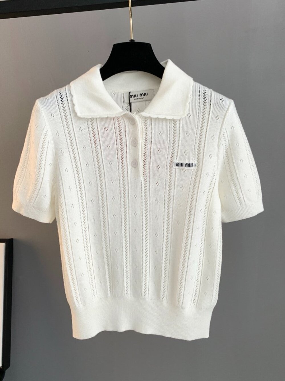 Cashmere & Silk Blend Polo Short Sleeve Top